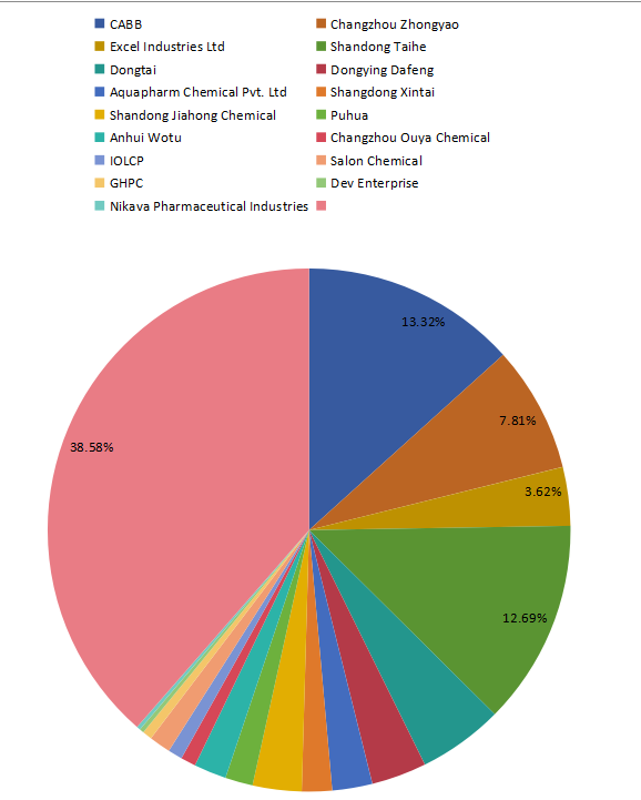 2016年全球乙酰氯收入份額(按制造商) 2016年全球乙酰氯收入份額(按制造商)