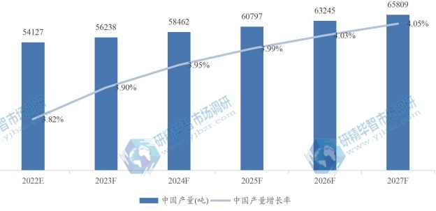 中國微晶纖維素MCC產(chǎn)量及增長率 (2020-2027年)