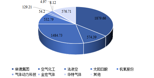 2020年全球市場主要企業(yè)工業(yè)氣體產(chǎn)值市場份額