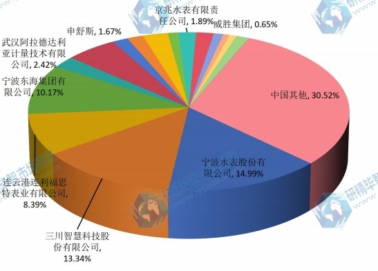 中國主要企業(yè)2015年水表銷量份額 中國主要企業(yè)2015年水表銷量份額