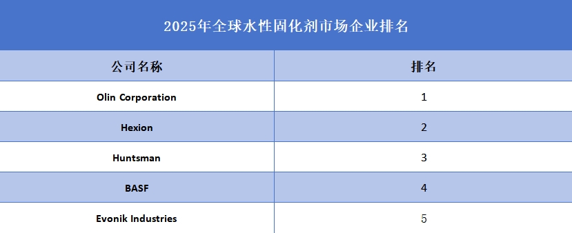 2025年水性固化劑企業(yè)排名